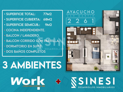 Semipiso 3 Ambientes - Dos Baños - San Martin Centro - Work Ayacucho 2261