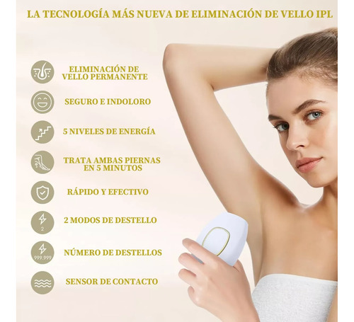 Depiladora Láser Definitiva Cuerpo 5 Niveles Ipl Removedor Blanco