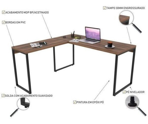 Escritório Completo Com Mesa De Escritório Em L E 2 Bg
