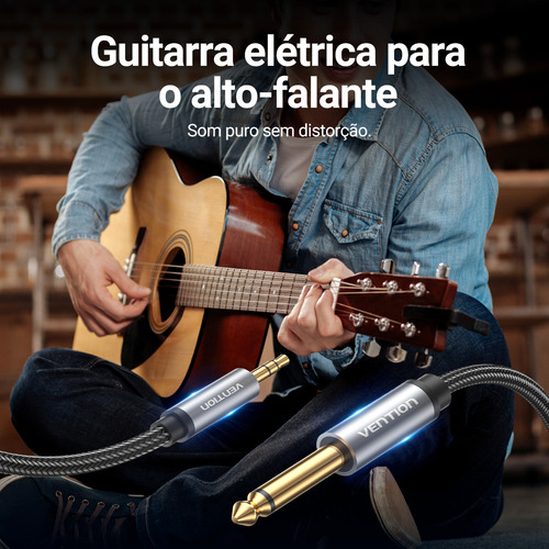 Cabo P2 Estéreo X P10 Mono Dj Profissional Nylon Vention 1m