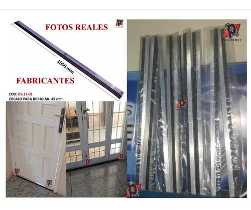 Zocalo O Parabichos Para Puerta De Goma Cauchoy Aluminio Fa