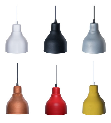 Imagen 4 de 10 de Lampara Colgante Industrial Campana En Aluminio Apto Led