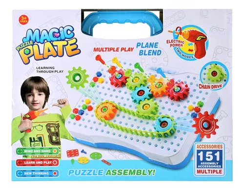 Jogo Bloco De Montar Maleta Puzzle Magic Plate 151 Pçs Steam