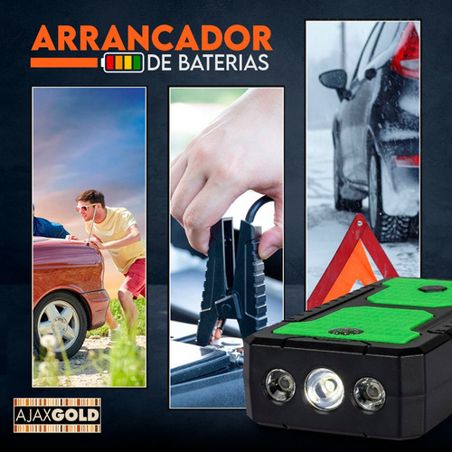 Imagen 7 de 10 de Arrancador Portátil Auto Moto Cargador De Baterías Usb Luz