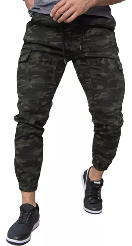 comprar Pantalones Cargo Hombre Jogger Con Bolsillos Gabardina