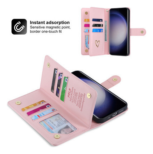 Jing Funda De Piel Tipo Cartera Con Cremallera Para Samsung