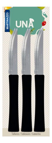 Cubiertos Cuchillo De Mesa X6, Acero Inoxidable Negro