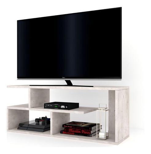 Mesa Para Lcd Led Living Cajonera Panel Modular Moderno Color Marrón Claro
