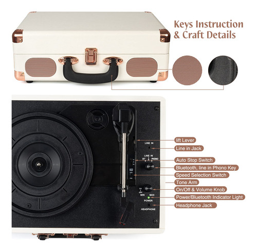 Tocadiscos Record Player Retrolife De 3 Velocidades, Color B