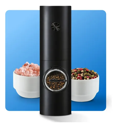 Moedor Elétrico  Automático Sal Pimenta Grãos Ajustável Tempero Preto Trei