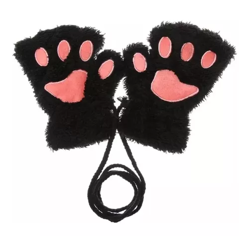 OLYPHAN Guantes de garra de gato, accesorios de disfraz negros para mujer,  guantes de animales traviesos de uñas largas para Halloween, accesorio de