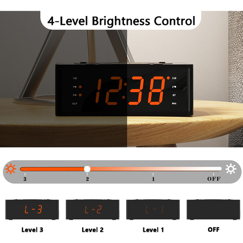 Reloj Despertador Digital Radio Fm Led Con Bocina Bluetooth 12h/24h Decor Hogar