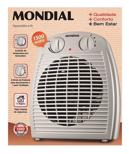 Imagem 3 de 4 de Aquecedor Elétrico Mondial 2 Temperaturas 1500 Watts