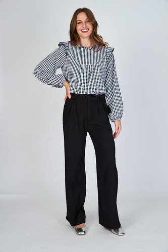 Blusa Con Vuelos Berni Gingham Eclipse
