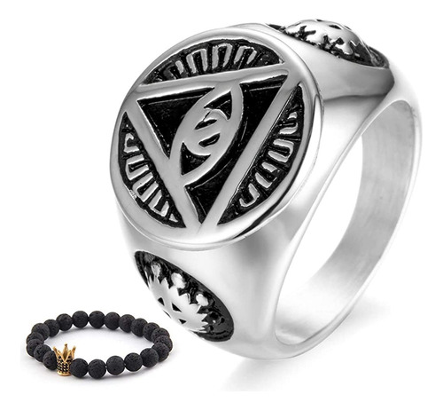 Gungneer Illuminati - Anillo De Ojo Para Hombre De Acero Ino