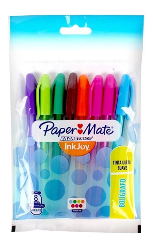 8 Pluma Colores Paper Mate Inkjoy Bolígrafo Escolar Dibujo