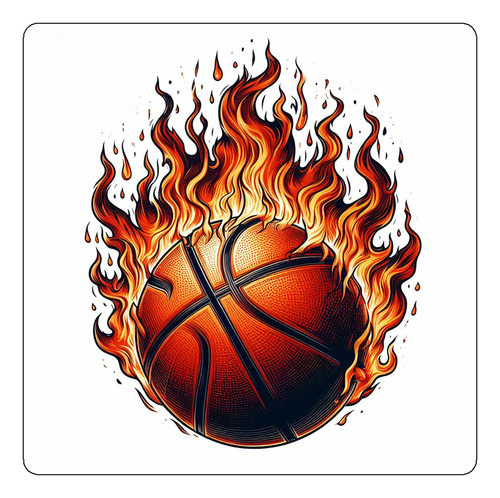 Mousepad Pelota Basquet Envuelta Llamas Fuego M1