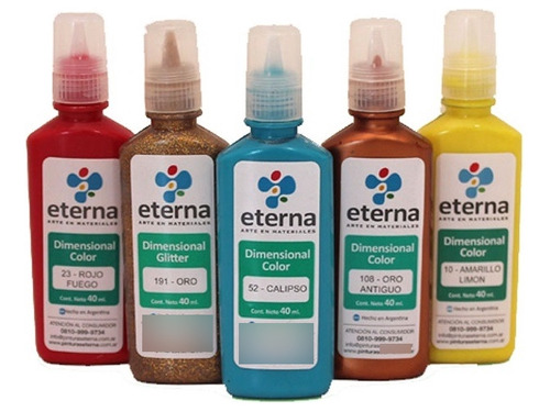 Set Pintura Dimensional Glitter Eterna 40 Ml X 6 Unidades