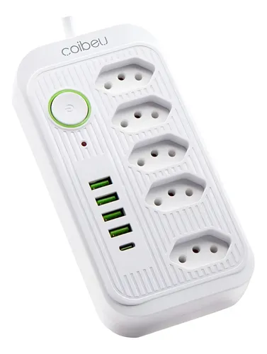 Extensão Coibeu 5 Tomadas 2m 4 Usb Bivolt