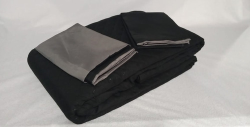Imagen 2 de 3 de Comforter Negro Liso Gris Microfibra Semidoble