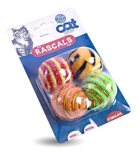 Pack De 4 Pelotas De Goma Para Gatos Rascals X Mayor Petshop Surtidas