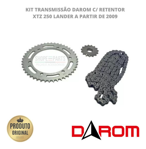 Kit Relação Xtz Lander 250 2009/ Com Retentor Aço 1045 Darom
