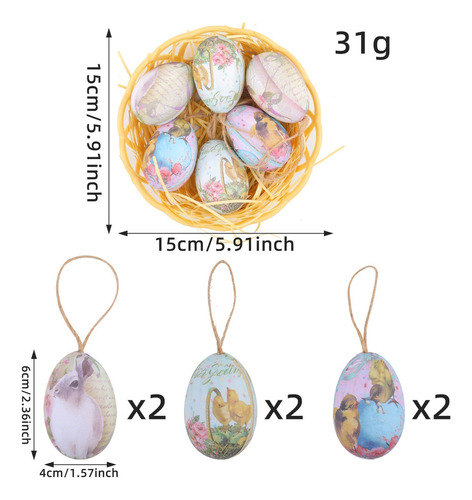 . Colgante Con Forma De Huevo De Pascua, Cesta Tejida,
