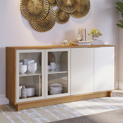 Conjunto Sala De Jantar Cristaleira Tijuca E Buffet Vicky C0 Cor Creme