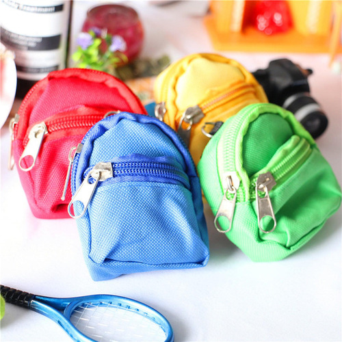 Q 3 Mini Bolso De Muñeca Mochila Con Cremallera Amarillo