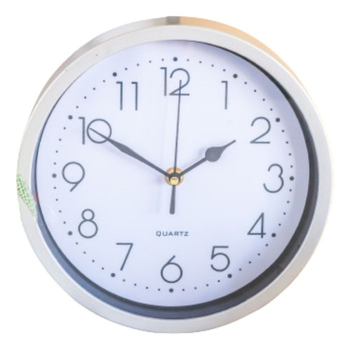 Reloj De Pared Analógico Marco Gris Fondo Blanco 22,5cm Diam