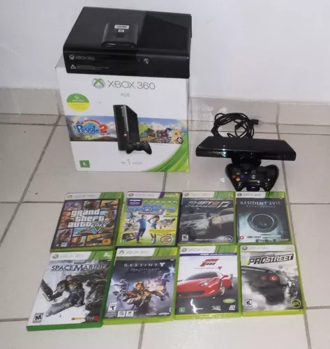 Microsoft Xbox 360 Super Slim 250gb + 3 Jogos 2 Controles Standard