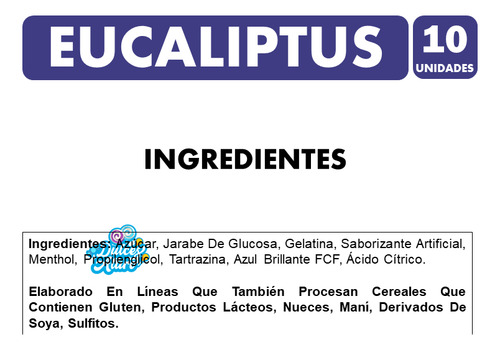 Gomita Fruna Dulces mentol con eucaliptu 45 g 10 u