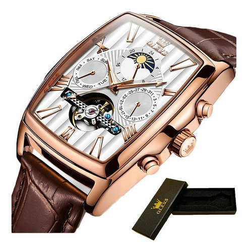 Reloj Mecánico Con Calendario Olevs Fashion Tourbillon Color Del Fondo Rose White