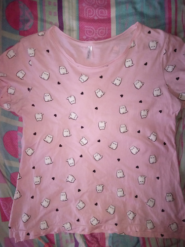 Camisa Con Estampado 3d De Gato Rosada Mujer Talla M