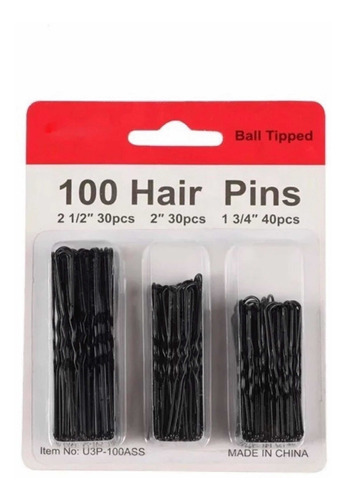 Horquillas Para El Pelo En Forma De U, Color Negro 100pcs