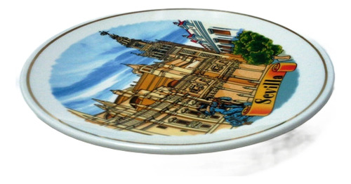 Plato De Pared Mediano Porcelana Souvenir Sevilla (Usado)