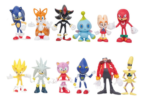 12pcs Figuras Sonic Tails Knuckles Amy Rose Figuras Juego