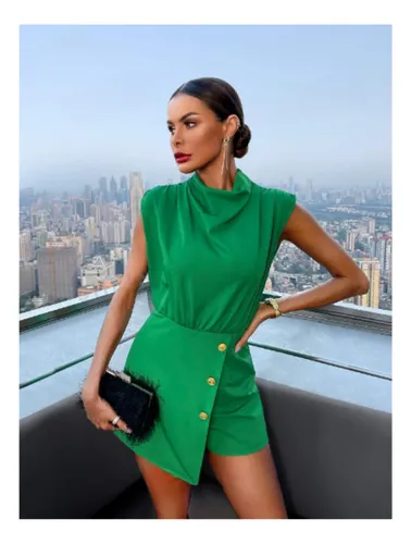 Green jumpsuit shorts hotsell