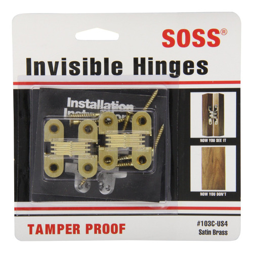 Bisagra Invisible 4 Agujero Zinc Acabado Laton Satinado