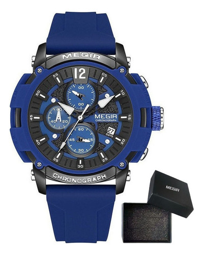 Reloj Megir Fashion Con Cronógrafo Y Calendario Luminosos Color De La Correa Azul