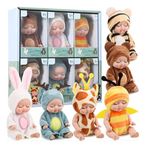 Kit Com 6 Mini Bonecas Pijama Bebe Reborn Infantil Presentes