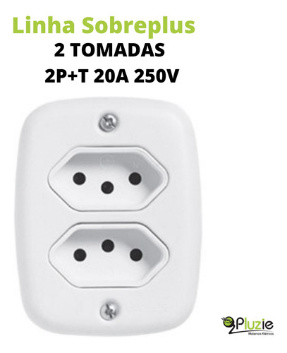 Kit 3 Tomadas Duplas 20a Pluzie De Sobrepor Branca Sistema X