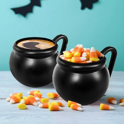 12 Tazas Caldero De 15 Oz, Tazas De Plástico Negras Caldero