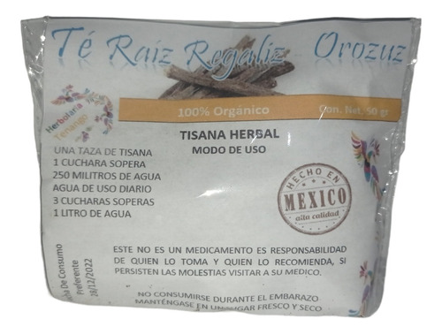 Té Raíz Regaliz Orozus 50gr Productos Tenango 100% Natural