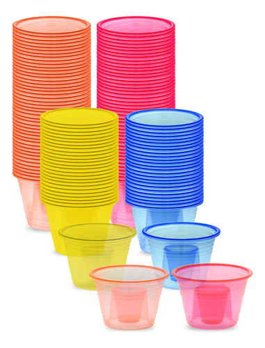 Zappy 150 Colores Neon Desechables De Plastico Para Fiesta, 