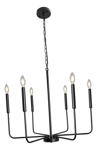 Lámpara Colgante De Vela Clásica Con Candelabro Negro