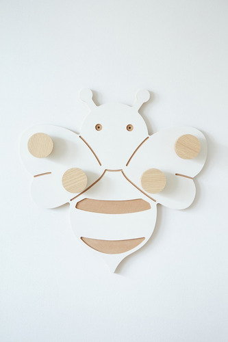 Perchero De Pared Abejita Infantil Escandinavo Nordico