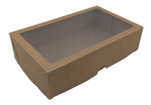 Imagem 1 de 4 de 30 Caixas Kraft De Presente 20x12x5cm C/visor Retangulares