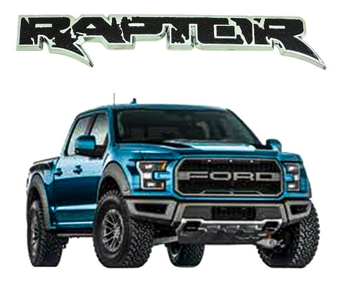 Emblema Ford Raptor Diseño Cromado Con Negro