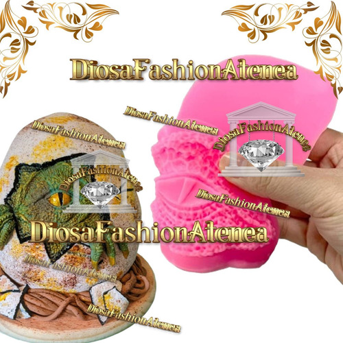 Molde Silicona Ojos Dinosaurio Dragón Fondant Porcelana Fria Rosa